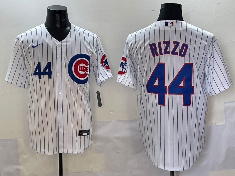 Men Chicago Cubs #44 Rizzo White Stripe Game 2025 Nike MLB Jersey style 3->chicago cubs->MLB Jersey